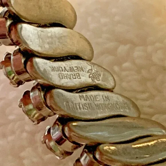 Vintage Brand NY Rhinestone Expansion Bracelet Silver Tone Stretch Hong Kong - Picture 4 of 9